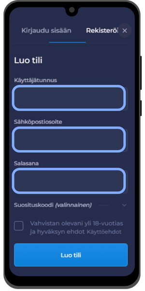 Tietojen syöttö Rainbet